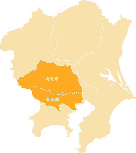 関東のマップ、東京都、埼玉県